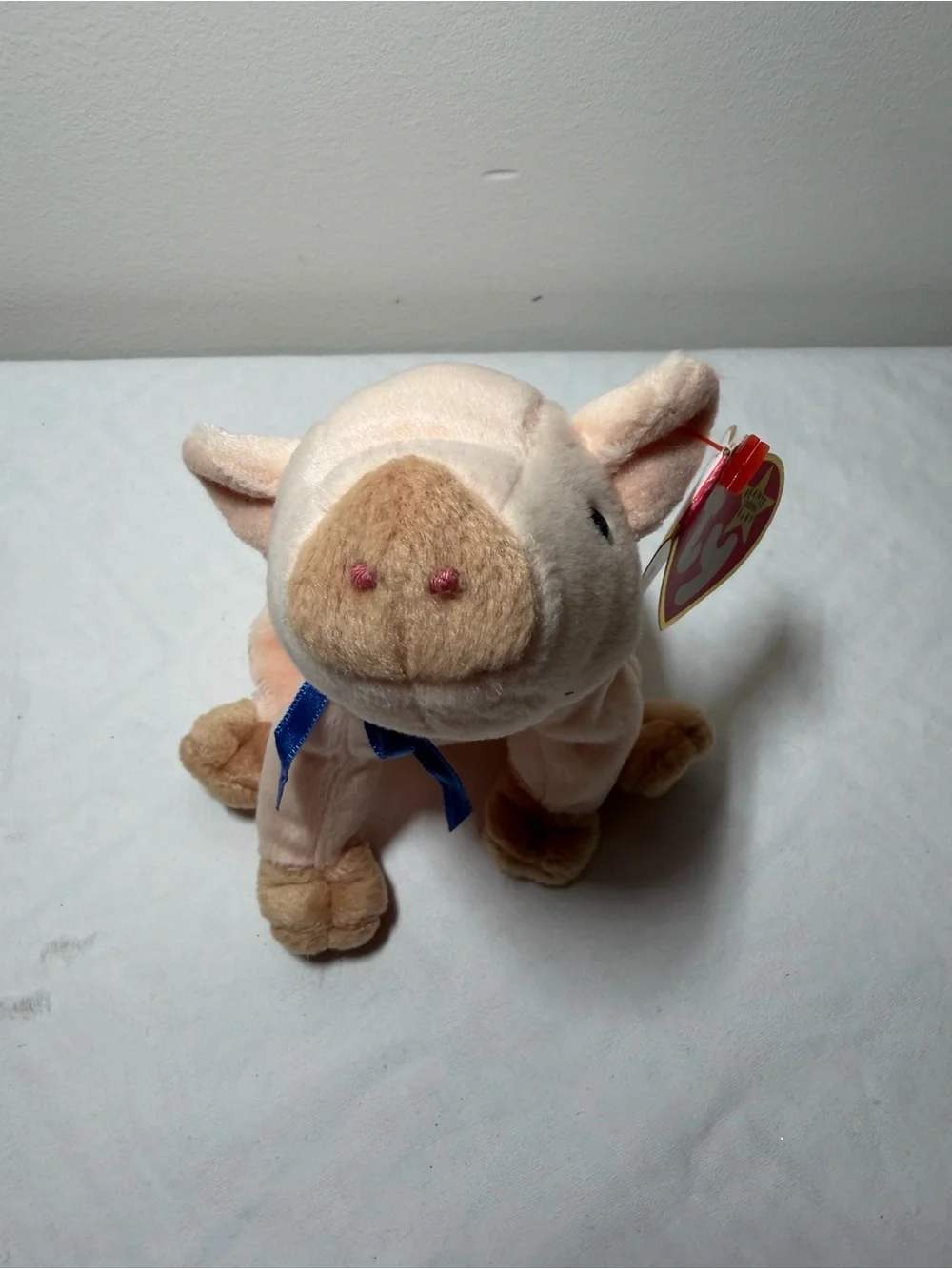 Ty Plush Pig Small Pet Toy in Light Pink with Red Tag
